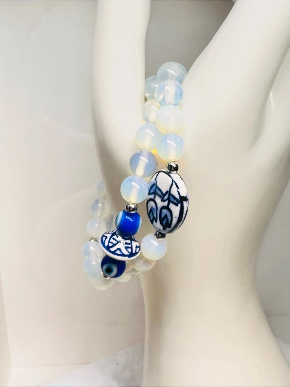 Two Opalite & Italian ceramics beads Bracelets